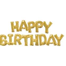 Balon foliowy Happy Birthday złoty - 1
