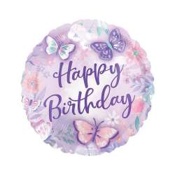 Balon foliowy Flutter Happy Birthday Motyle 46cm