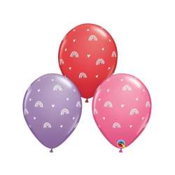 Balon z nadrukiem Boho Rainbows&Hearts 28cm 25szt