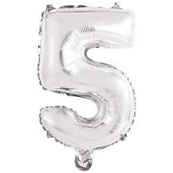 Balon foliowy mini cyfra 5 srebrna 25,5x40cm