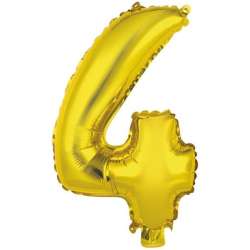Balon foliowy mini cyfra 4 złota 32x40cm