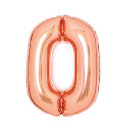 Balon foliowy cyfra 0 różowe złoto 47x66cm - 1