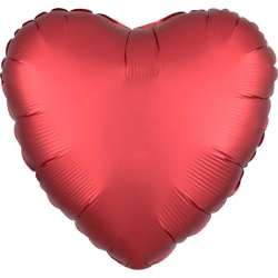 Balon foliowy Silk Lustre Dark czerwony serce 43cm - 1
