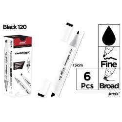 Marker Chromax z 2 końcówk. czarny (6szt)