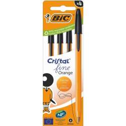 Długopis Orange Fine Cristal 4szt czarny BIC
