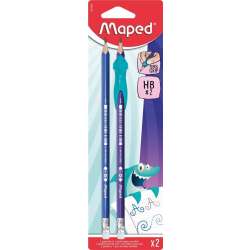 Ołówek z gumką+nakładka Kidy Learn HB 2szt MAPED - 1