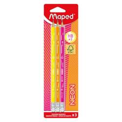 Ołówek z gumką HB neon 3szt MAPED - 1