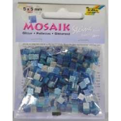Mozaika kamyczki brokatowe 5x5mm niebieski - 1