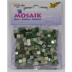 Mozaika kamyczki brokatowe 5x5mm zielony - 1