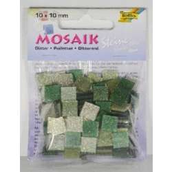 Mozaika kamyczki brokatowe 10x10mm zielony