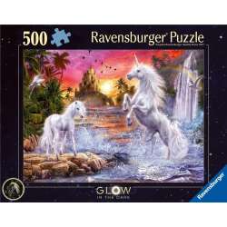 Puzzle 500 świecące - Jednorożce nad rzeką - 1