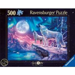 Puzzle 500 świecące - Wilk w zorzy polarnej - 1