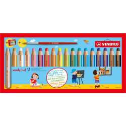 Kredki drewniane STABILO woody 3 w 1 etui 18 szt. z temperówką i pędzelkiem (880/18-1)