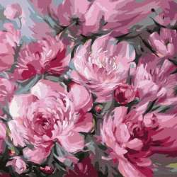 Malowanie po numerach z ramą 40x40cm Bujny bukiet (KHO3253) - 1