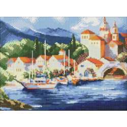 Haft diamentowy z ramą Diamentowa mozaika 30x40cm U podnóża gór (AMO7913)