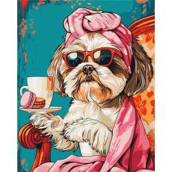 Malowanie po numerach - Figlarny shih tzu 40x50cm - 1