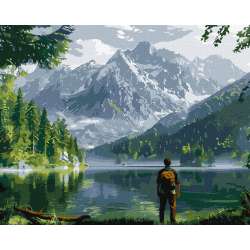 Malowanie po numerach - Krajobraz górski 40x50cm - 1