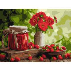 Malowanie po numerach - Dżem truskawkowy 30x40cm