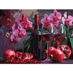 Malowanie po numerach - Wino i orchidee 30x40cm