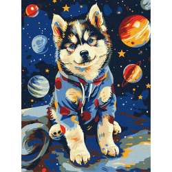Malowanie po numerach - Kosmiczny husky 30x40cm