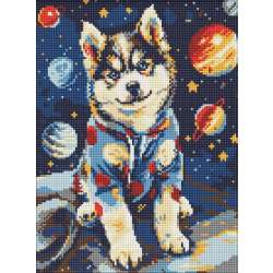 Diamentowa mozaika - Kosmiczny husky 30x40cm