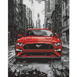 Diamentowa mozaika - Czerwony mustang 40x50cm