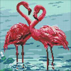 Diamentowa mozaika - Jasne flamingi 30x30cm - 1