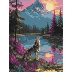 Malowanie po numerach - Samotny wilk 30x40cm