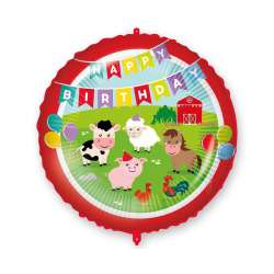 Balon foliowy 46cm Happy Birthday Farmyard (93187)