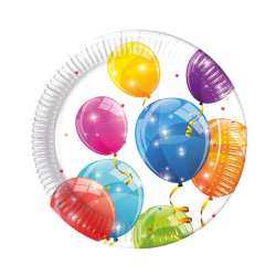 Talerzyki papierowe Sparkling Balloons 23cm 8szt