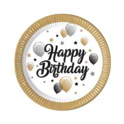 Talerzyki papierowe Happy Birthday 23cm 8szt - 1