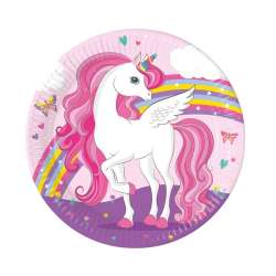 Talerzyki papierowe Unicorn Rainbow 23cm 8szt - 1