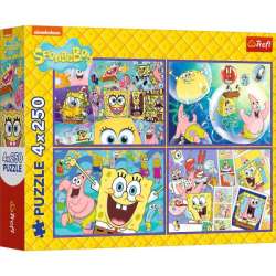 Puzzle 4x250el Szalony świat Sponge Boba. SpongeBob Kanciastoporty 13342 Trefl (13342 TREFL)