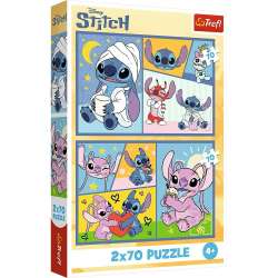 Puzzle 2x70 Ze Stitchem nie ma nudy TREFL - 1
