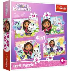Puzzle 4w1 Przygody Gabi. Koci Domek Gabi. Gabby's Dollhouse 34620 Trefl (34620 TREFL)