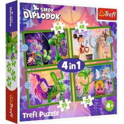 Puzzle 4w1 Świat Smoka Diplodoka 34663 Trefl (34663 TREFL)
