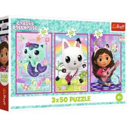 Puzzle 3x50el Poznajcie Gabby i kotki. Koci Domek Gabi 34876 Trefl (34876 TREFL)