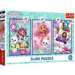 Puzzle 3x80el Kolorowe dni Gabby. Koci Domek Gabi 34882 Trefl (34882 TREFL)