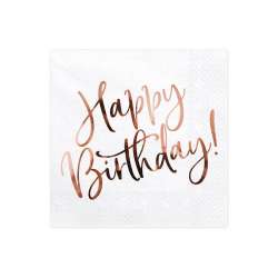 Serwetki Happy Birthday białe 33x33cm 20szt