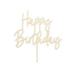 Topper drewniany Happy Birthday 16,5cm