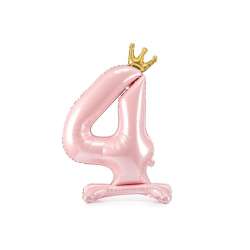 Stojący balon foliowy 4 jasny róż 84cm - 1