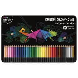 Kredki trójkątne w metalowym pudełku 36 kolorów Kidea p8 (DERF.KTMP36KA)