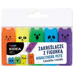 Zakreślacze z figurką 5szt. KIDEA (DERF.ZFA5KA)