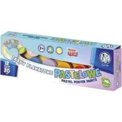 Farby plakatowe ASTRA pastelowe 12 kol x 20 ml Standard box (301123049)