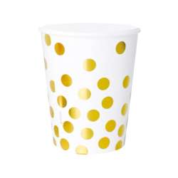 Kubeczki pap. białe Groszki złote 250ml 6szt
