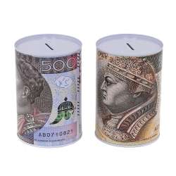 Skarbonka metalowa banknoty złoty polski MIX (3/500501) - 1