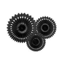 Rozety dekoracyjne czarny 20-30cm 3szt