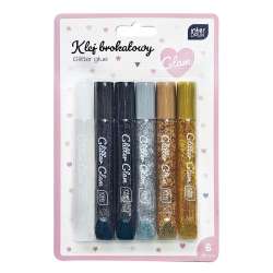 Klej do dekoracji brokatowy 6kol Glam