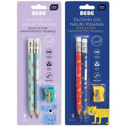 Ołówki do nauki pisania 2szt+temperów BB Kids mix