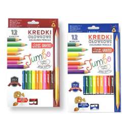 Kredki ołówkowe Jumbo trójkątne 12 kolorów z temperówką mix (5902557426867)